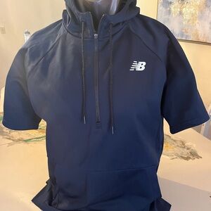 New Balance Dark Blue Short Sleeve Hoodie baseball warmup mens large